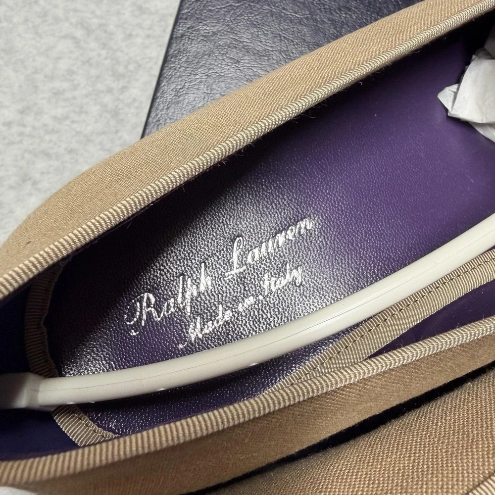 Ralph Lauren Purple Label Alonzo Palm Jaguar Shoes Mens 11 D Beige Slip On